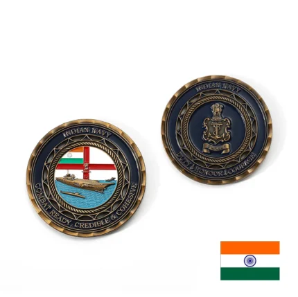 Indian Navy Custom Metallic Paint Challenge Coin