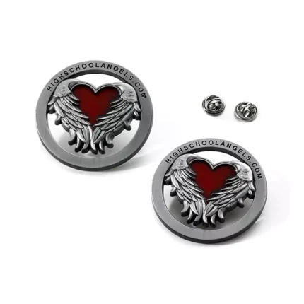 3D Wings With Love Enamel Antique Silver Hollow Emblem Pin